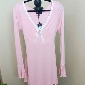DOLLSKILL DELIAS SERENADE ME MINI DRESS PINK XXL LONG SLEEVES